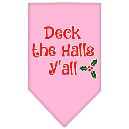 Deck the Halls Y'all Screen Print Bandana Light Pink Large
