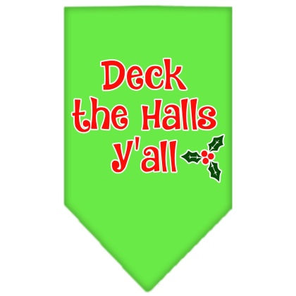 Deck the Halls Y'all Screen Print Bandana Lime Green Large