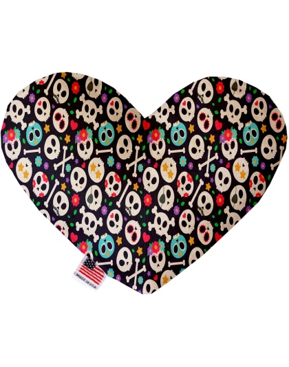 Dia de Los Muertos Skulls 6 Inch Canvas Heart Dog Toy