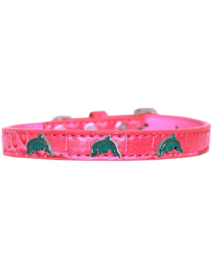 Dolphin Widget Croc Dog Collar Bright Pink Size 10
