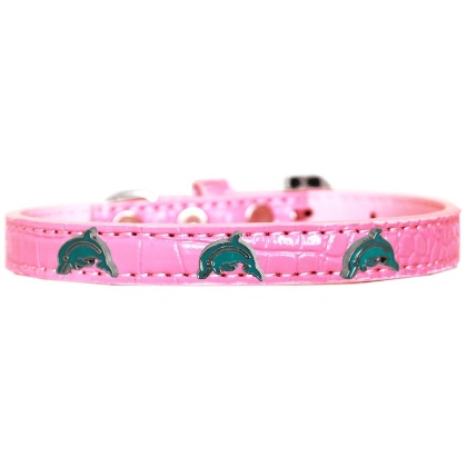 Dolphin Widget Croc Dog Collar Light Pink Size 10