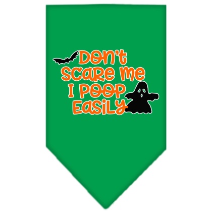Don't Scare Me, Poops Easily Screen Print Bandana Emerald Green Large