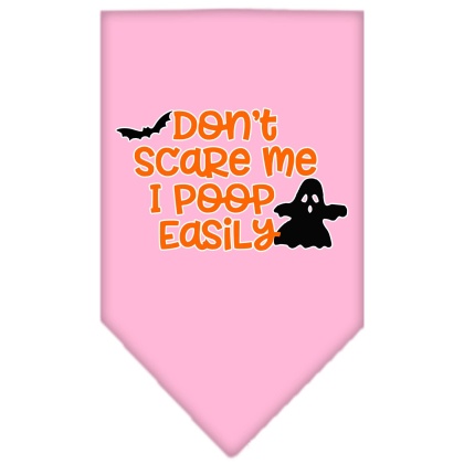 Don't Scare Me, Poops Easily Screen Print Bandana Light Pink Large
