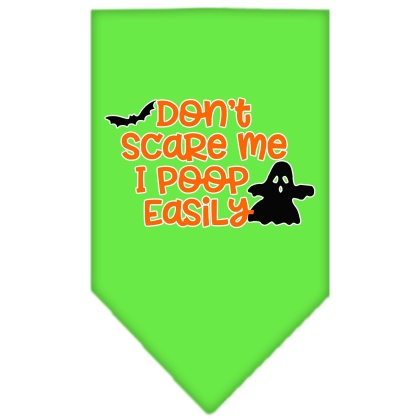 Don't Scare Me, Poops Easily Screen Print Bandana Lime Green Large