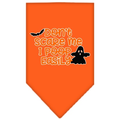 Don't Scare Me, Poops Easily Screen Print Bandana Orange Large