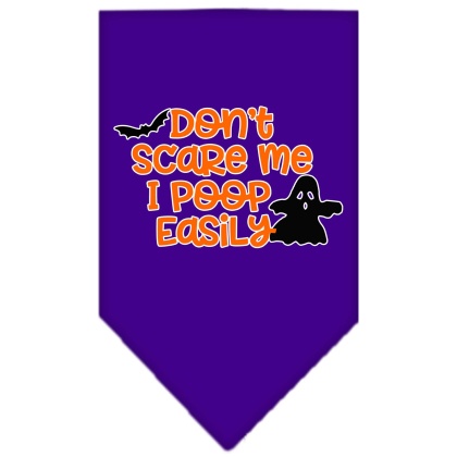 Don't Scare Me, Poops Easily Screen Print Bandana Purple Large
