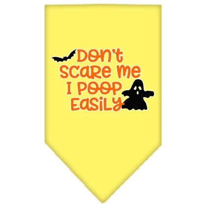 Don't Scare Me, Poops Easily Screen Print Bandana Yellow Large