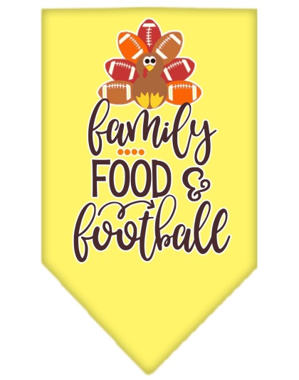 Family, Food, and Football Screen Print Bandana Yellow Large