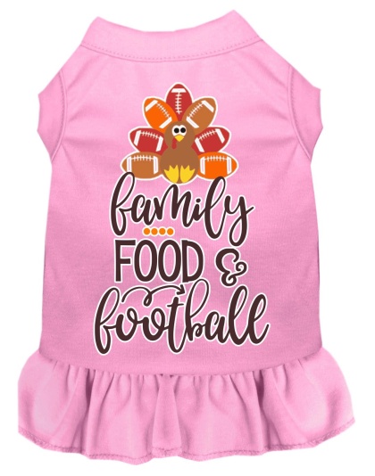 Family, Food, and Football Screen Print Dog Dress Light Pink 4X