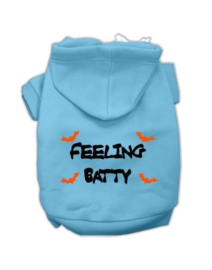 Feeling Batty Screen Print Pet Hoodies Baby Blue Size Lg
