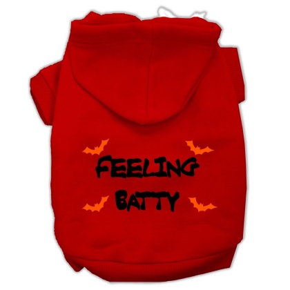Feeling Batty Screen Print Pet Hoodies Red Size Lg