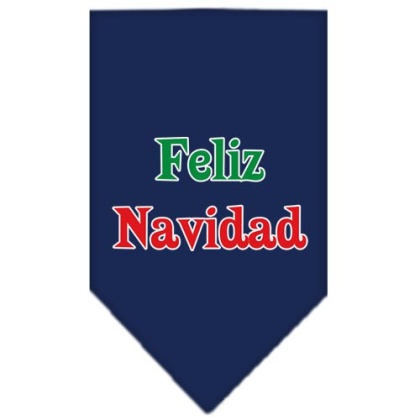 Feliz Navidad Screen Print Bandana Navy Blue large