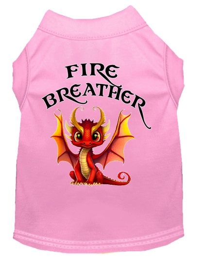 Fire Breather Dragon Screen Print Dog Shirt Light Pink XS (8)