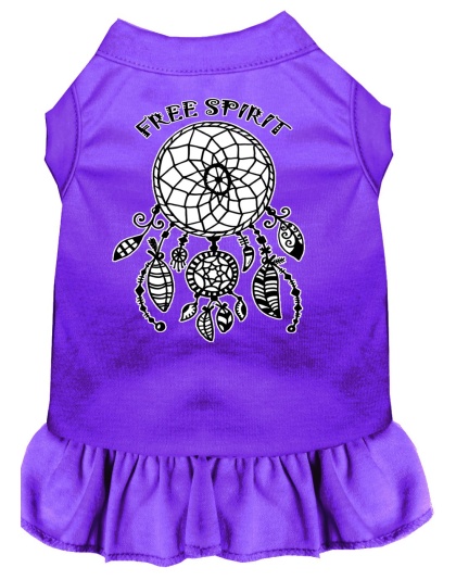Free Spirit Screen Print Dog Dress Purple 4X (22)