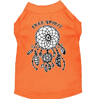 Free Spirit Screen Print Dog Shirt Orange Lg