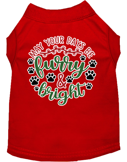 Furry and Bright Screen Print Dog Shirt Red Size XS