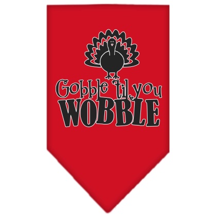 Gobble til You Wobble Screen Print Bandana Red Large