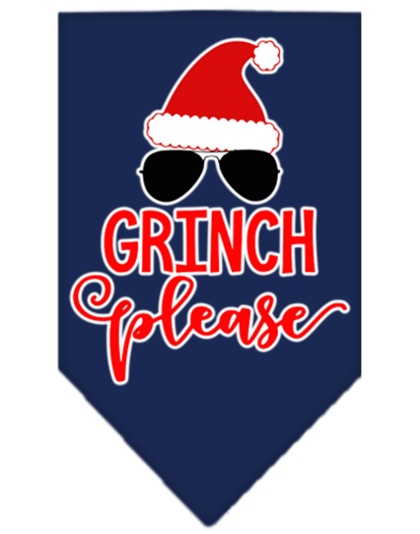 Grinch Please Screen Print Bandana Navy Blue large