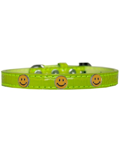 Happy Face Widget Croc Dog Collar Lime Green Size 10