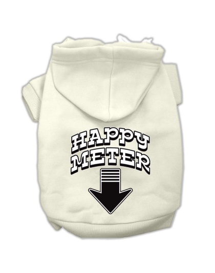 Happy Meter Screen Printed Dog Pet Hoodies Cream Size Lg