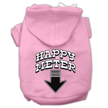 Happy Meter Screen Printed Dog Pet Hoodies Light Pink Size Lg