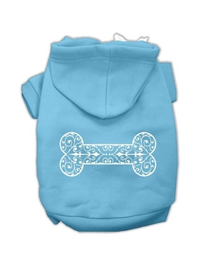 Henna Bone Screen Print Pet Hoodies Baby Blue Size Lg