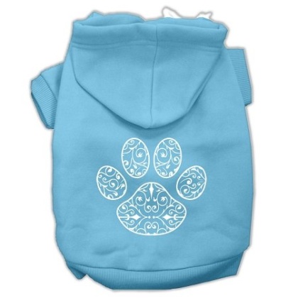 Henna Paw Screen Print Pet Hoodies Baby Blue Size Lg