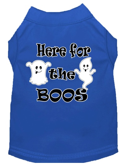 Here for the Boos Screen Print Dog Shirt Blue Lg