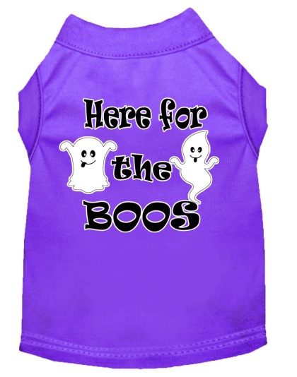 Here for the Boos Screen Print Dog Shirt Purple Lg