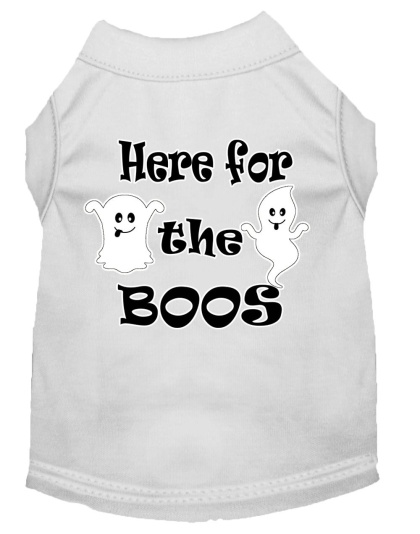 Here for the Boos Screen Print Dog Shirt White Lg