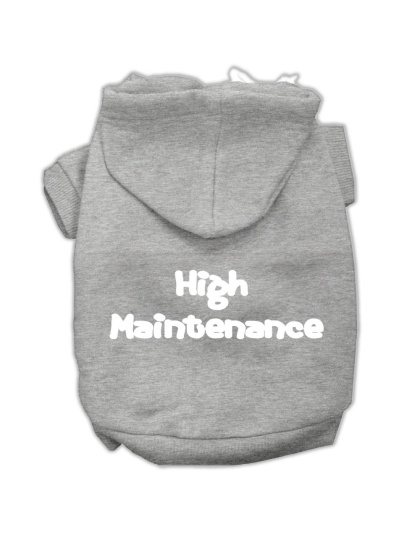 High Maintenance Screen Print Pet Hoodies Grey L