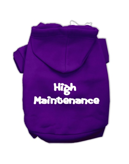 High Maintenance Screen Print Pet Hoodies Purple Size L