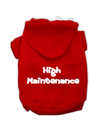 High Maintenance Screen Print Pet Hoodies Red Size L