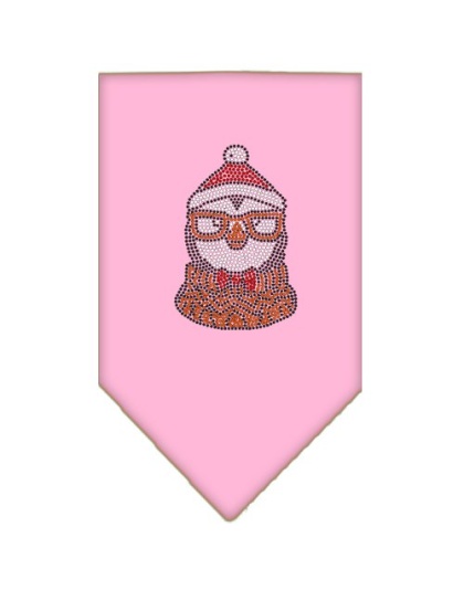 Hipster Penguin Rhinestone Bandana Light Pink Large