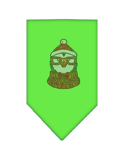 Hipster Penguin Rhinestone Bandana Lime Green Large