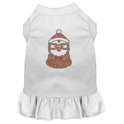 Hipster Penguin Rhinestone Dog Dress White 4X