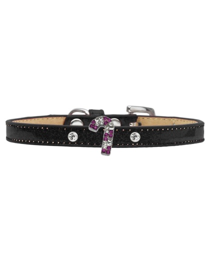 Holiday Charm Dog Collar Black Ice Cream Size 10 Purple Candy Cane