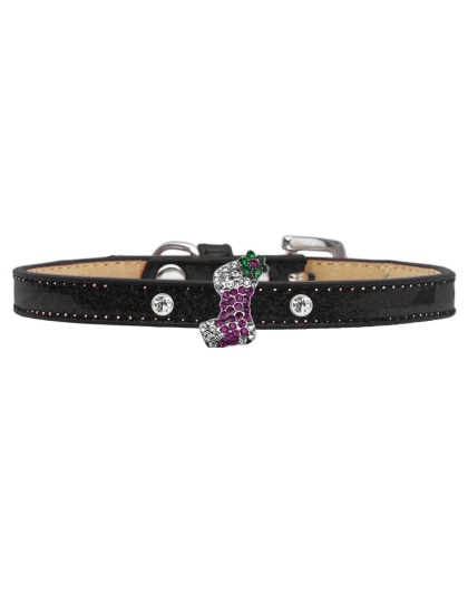 Holiday Charm Dog Collar Black Ice Cream Size 10 Purple Stocking