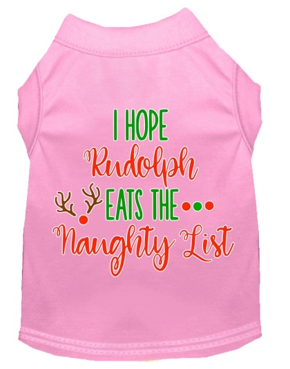 Hope Rudolph Eats Naughty List Screen Print Dog Shirt Light Pink Lg