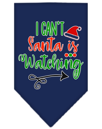 I Can't, Santa is Watching Screen Print Bandana Navy Blue large
