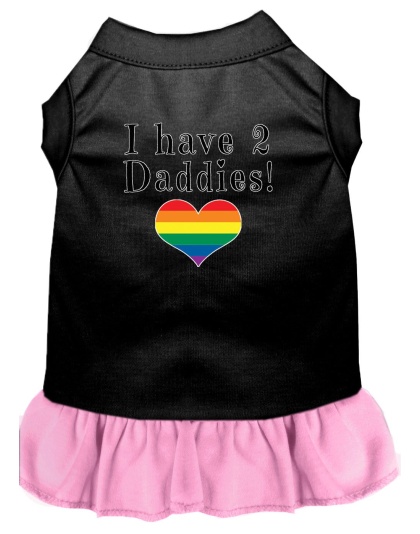 I have 2 Daddies Screen Print Dog Dress Black with Light Pink Lg