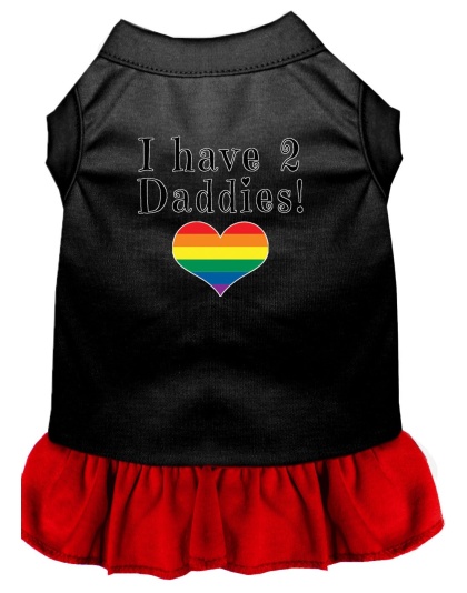 I have 2 Daddies Screen Print Dog Dress Black with Red Lg