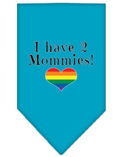 I Have 2 Mommies Screen Print Bandana Turquoise Large