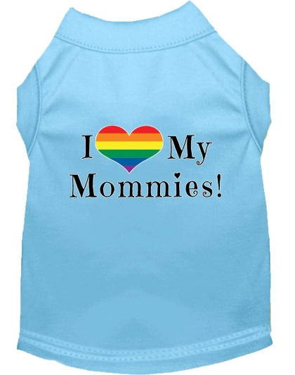I Heart my Mommies Screen Print Dog Shirt Baby Blue Lg