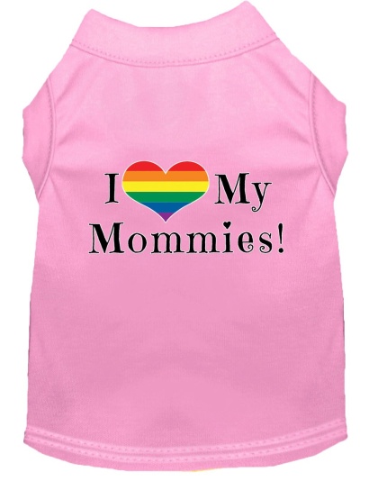 I Heart my Mommies Screen Print Dog Shirt Light Pink Lg