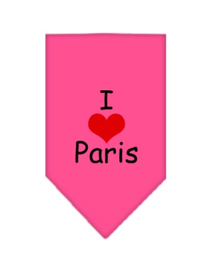 I Heart Paris Screen Print Bandana Bright Pink Large