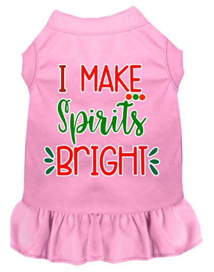 I Make Spirits Bright Screen Print Dog Dress Light Pink 4X