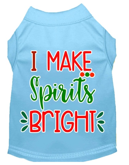 I Make Spirits Bright Screen Print Dog Shirt Baby Blue Lg