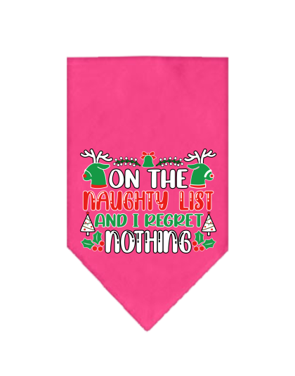 I Regret Nothing Screen Print Bandana Bright Pink Size Small