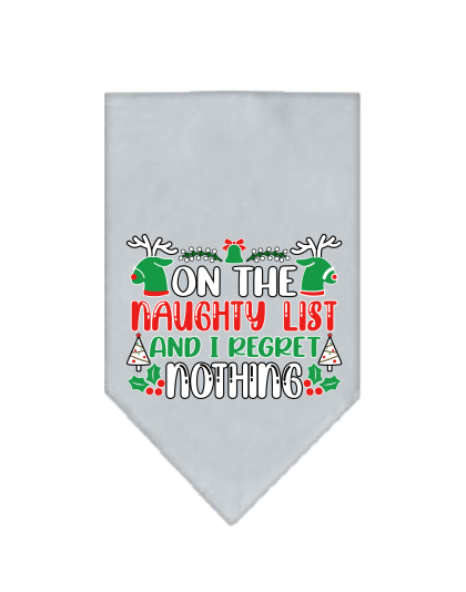 I Regret Nothing Screen Print Bandana Grey Size Small